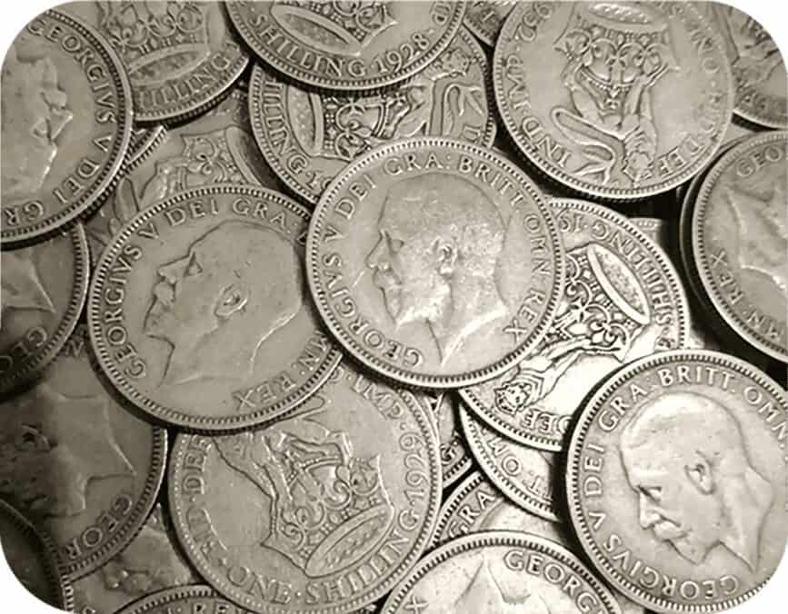 Pre-1947 British silver shillings and florins