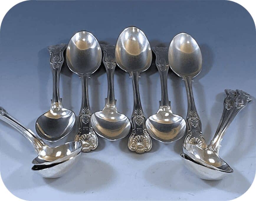 Sterling silver Kings pattern spoons and sauce ladles
