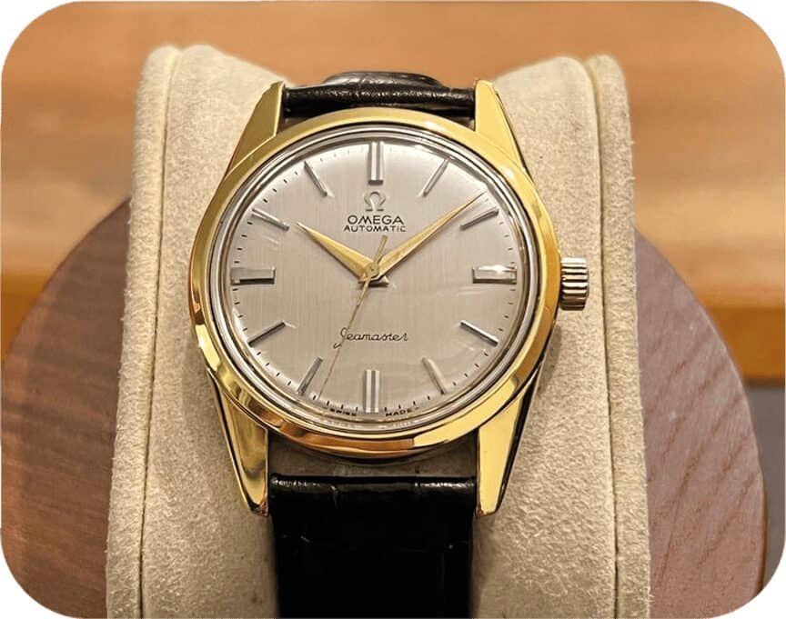Gold Omega Seamaster automatic on leather strap